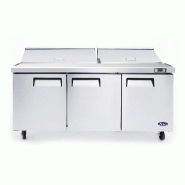 Saladette réfrigérée tropicalisée 18 GN1/6 positive avec plan de travail 3 portes 600L ATOSA