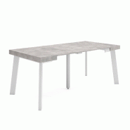 SKRAUT HOME Table console extensible, 180, Pour 8 personnes, Pieds en bois, Ciment - gris Bois manufacturé 271_7