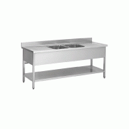 Skyrainbow Evier en inox, deux cuves au centre, 200 x 70 - inox THSTR207BM2