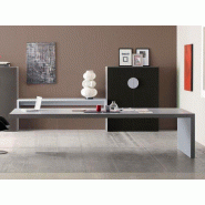 Grande table de réunion Olympe - 314x120 cm - Plateau laqué 70 mm - Pieds en verre - Garantie 5 ans