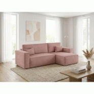 Vivabita Canapé d'angle convertible réversible en velours côtelé Charly - 3665367352901