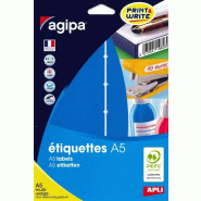 120 étiquettes bleues multi-usage, format 32 x 70 mm (10 feuilles A5 / cdt) - 3270241143522