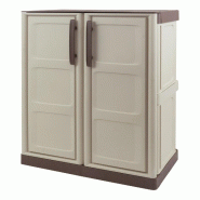 Armoire de Rangement Garage Atelier - Armoire basse beige 2 portes 1 étagère Réglable Polypropylène 70 x 39 x 85.5cm INTEC - gris 3701599338389