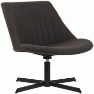 Décoshop26 - Chaise lounge design en tissu gris foncé avec dossier à coutures verticales avec piètement étoile en métal 10_0008231 - gris métal