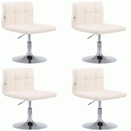 Décoshop26 - Lot de 4 chaises de salle à manger hauteur réglable design moderne couture décorative en similicuir crème piètement en 10_0006401 -