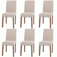 Décoshop26 - Lot de 6 chaises de salle à manger dossier haut en tissu chenille crème pieds clairs 04_0007635 - beige 3000262208340