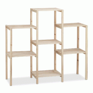 Helloshop26 - Étagère escalier à plantes 70 x 89 x 27 cm 3 niveaux ambiance rustique décorative en bois naturel 13_0006211 - Bois massif 3000243009553