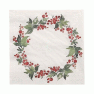 Papstar 300 Serviettes, 3-ply pliage 1/4 33 cm x 33 cm Holly Crown - vert papier 89220