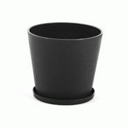 RATTATAN Pot rond Ø38cm en polypropylène avec fibre de verre, soucoupe assortie, léger, résistant, pour intérieur et extérieur LILIUM (1 pièce,