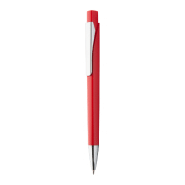 Stylo à bille en plastique - attributs argentés - encre bleue - couleur rouge - poids 9g Stylo à bille en plastique - attributs argentés - encre bleue - couleur rouge - poids 9g