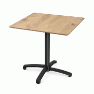 Table de terrasse pliante, plateau compact chene naturel 70x70, pied noir, France mobilier chr - noir 3760326528523