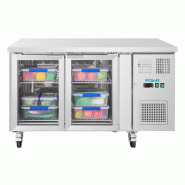 Table inox ventilée positive 314 Litres, 2 portes vitrées, sur roulettes, Série U, 300 W, 220 V - MONO Table inox ventilée positive 314 Litres, 2 portes vitrées, sur roulettes, Série U, 300 W, 220 V - MONO