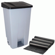 WellHome - Conteneur à Déchets 120L avec 30 Sacs Poubelle en Plastique de couleur Noire Sélective - noir plastique PK4647