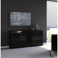 Armoire à portes battantes Mito - MDD - Blanc brillant, Sycomore clair_0