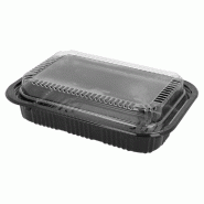 Barquette PS noir+couvercle transparent 17x11,5x5cm - par 500