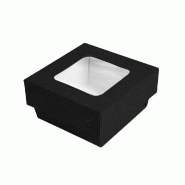 Boite usage froid carton kraft + couv fenêtre 200 ml 7x7x4cm noir - par 250