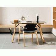 Bureau individuel Suite plateau verre fumé pieds bois massif Bureau individuel Suite plateau verre fumé pieds bois massif