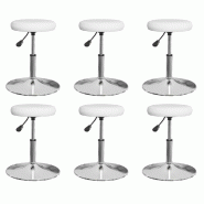 Chaises à manger lot de 6 blanc similicuir Modèle Bravoure Plus - 3085588