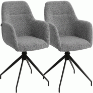 CLP Lot de 2 Chaises de Salle à Manger Merlinda en Tissu Bouclette Tissu HBT: 85x58x60 cm Gris - gris textile 328500