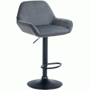 CLP Tabouret de bar Braga Velours avec pied en métal réglable et pivotant Gris foncé/Noir - gris textile 320898 CLP Tabouret de bar Braga Velours avec pied en métal réglable et pivotant Gris foncé/Noir - gris textile 320898
