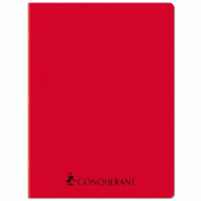 CONQUERANT Lot de 10 Cahier Sept PP piqué 24x32, 96p./48 feuilles 70g/m², Séyès, coloris rouge - 3020120260662