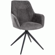 Décoshop26 - Chaise de salle à manger pivotant avec accoudoirs x1 en tissu noir et piètement en métal noir 10_0002046 - noir 3000250807234 Décoshop26 - Chaise de salle à manger pivotant avec accoudoirs x1 en tissu noir et piètement en métal noir 10_0002046 - noir 3000250807234