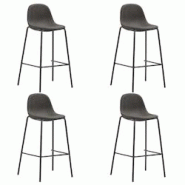 Décoshop26 - Tabourets de bar x4 chaises haute avec repose-pied en tissu gris foncé et métal DEC029420 - gris 3000257364860