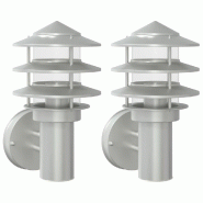 Helloshop26 - Lot de 2 appliques murales d'extérieur 15,5 x 15,5 x 28 cm éclairage polyvalent en acier inoxydable argenté 02_0056548 - argenté ino