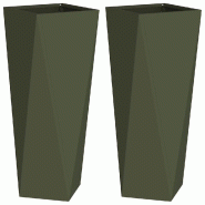 Helloshop26 - Lot de 2 jardinières modernes 30 x 30 x 75 cm extérieur pratiques design chic en acier vert olive 02_0053013 - vert acier 3000237705256
