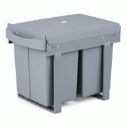 Poubelle cuisine COSTWAY extractible 2 compartiments, 2x20L avec couvercle ABS et cadre en métal - gris plastique polypropylène SK32240SD
