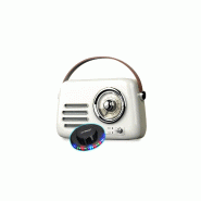 Radio Bluetooth FM vintage RETRO35 portable blanche batterie rechargeable Look Rétro, Entrée AUX-IN : 3,5 mm, Jeu de lumière LED - 3666638032638