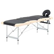 Table de massage pliable lit de massage banc canapÉ thÉrapie cosmÉtique portable professionnel shiatsu reiki 4 zones aluminium noir et beige 02_0001844