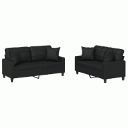 VidaXL Ensemble de canapés 2 pcs avec coussins noir similicuir Modèle Héritage Horizon - 3201368