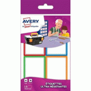 AVERY Lot de 30 16 étiquettes ultra-résisantes blanches avec bordure couleur, format 44 x 64 mm - 5014702028915