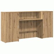 Bureau réception chêne artisanal 200x50x103,5cm bois ingénierie Modèle Atlas Infinite Classique - 8721158629937