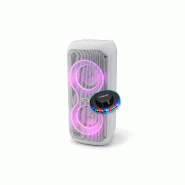 Enceinte Bluetooth SONO DJ KA-08 - 400W Blanc LED RGB Karaoké TWS Radio FM USB Bluetooth Batterie Rechargeable, Lumière OVNI LED - 3666638033529