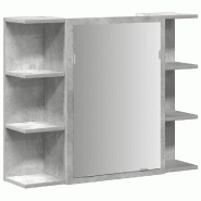 Helloshop26 - Armoire à miroir moderne salle de bain 80 x 20,5 x 64 cm grand espace de rangement en aggloméré gris béton 02_0050719 - gris Bois ma