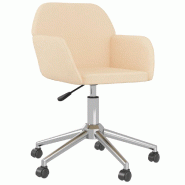 Helloshop26 - Chaise fauteuil siège pivotante de bureau informatique étude tissu crème 02_0024100 - métal 3000214682280