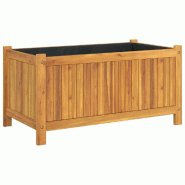 Helloshop26 - Jardinière bac lit surélevé plantes fleurs terrasse jardin avec doublure 80 x 42 x 40 cm bois massif d'acacia marron 02_0038144 - 300