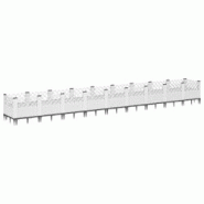 Helloshop26 - Jardinière bac lit surélevé plantes fleurs terrasse jardin avec piquets 363,5 x 43,5 x 43,5 cm PP blanc 02_0038193 - 3000214125893