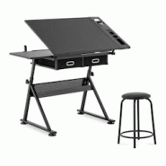 Helloshop26 - Table à dessin bureau inclinable et réglable en hauteur 115 x 60 cm tabouret compris 14_0003608 - 3000233798986 Helloshop26 - Table à dessin bureau inclinable et réglable en hauteur 115 x 60 cm tabouret compris 14_0003608 - 3000233798986