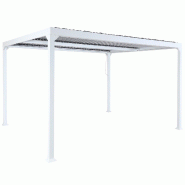 Mendler Pergola en aluminium HWC-L41, pavillon de terrasse à lamelles, structure métallique stable de 8 cm 3x3,7m ~ blanc - blanc métal 98785+98786