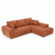 Oviala Business Canapé d'angle avec méridienne droite en tissu 3 places terracotta - rouge polyester 113389 Oviala Business Canapé d'angle avec méridienne droite en tissu 3 places terracotta - rouge polyester 113389