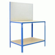 PROREGAL Etabli BUFALLO LIGHT avec paroi perforée & 2 niveaux | HxLxP 144,5x90x60cm | Capacité de charge 220kg | Bleu/Galvanisé - bleu acier RS128-02 PROREGAL Etabli BUFALLO LIGHT avec paroi perforée & 2 niveaux | HxLxP 144,5x90x60cm | Capacité de charge 220kg | Bleu/Galvanisé - bleu acier RS128-02