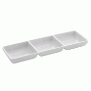 Récipient 3 compartiments mélamine blanc 22,3x7,2x2,5cm - par 12