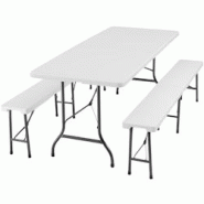 TecTake GmbH tectake Ensemble de table de camping pliable blanc - 404527 - blanc plastique 404527 TecTake GmbH tectake Ensemble de table de camping pliable blanc - 404527 - blanc plastique 404527