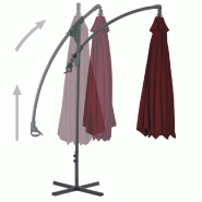 VidaXL Parasol de jardin en porte-à-faux mât en acier rouge bordeaux Modèle Boréal Évasion Plus - rouge 312510
