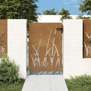 Vidaxl portail de jardin 85x125 cm acier corten conception d'herbe 153222