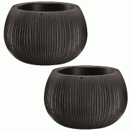 WellHome - Lot de 2 pots 0,75 L Beton Bowl Ø29 cm chacun, coloris ciment noir - gris plastique PK4187