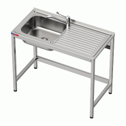 - Evier sous plan 1 cuve et 1 égouttoir et robinet industriel double égouttoir inox 800 x 500 x 850 mm - inox gf3200agf3